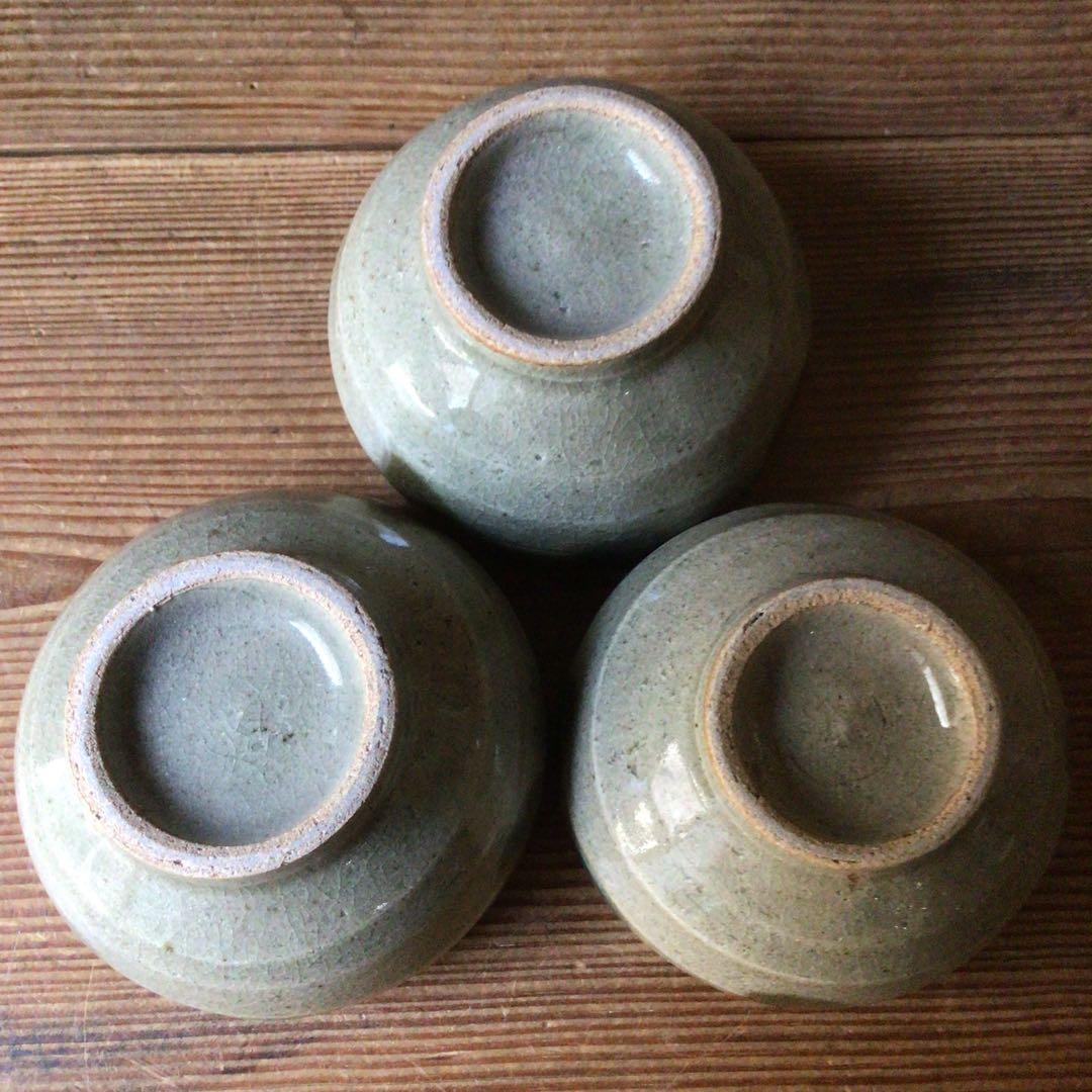 No3642二彩釉　煎茶碗5客　茶道具　湯呑　汲出　益子　陶磁器　民藝　送料無料