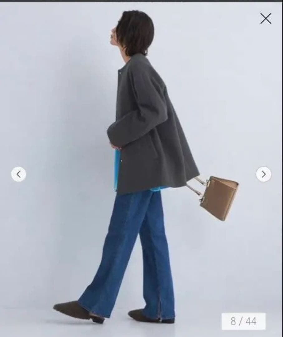 SENTDALE WOOL ノーカラーミドルコート　グリーンレーベルリラクシング