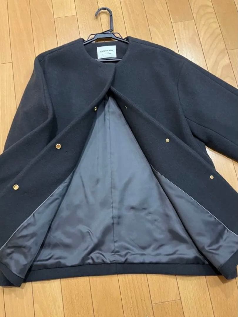 SENTDALE WOOL ノーカラーミドルコート　グリーンレーベルリラクシング