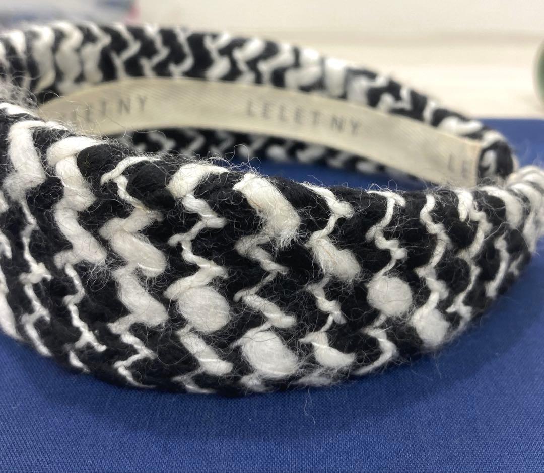 美品✨LELET NY レレットニューヨーク　ツイードヘッドバンド　白×黒