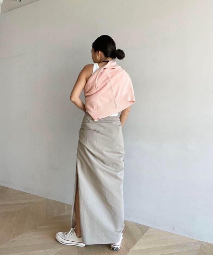 新品SeaRoomlynn TUCKスリットロングスカート グレージュM
