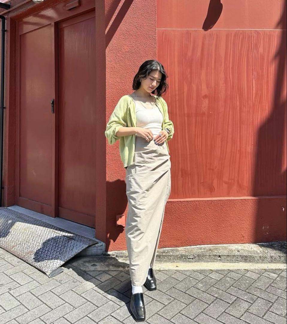 新品SeaRoomlynn TUCKスリットロングスカート グレージュM