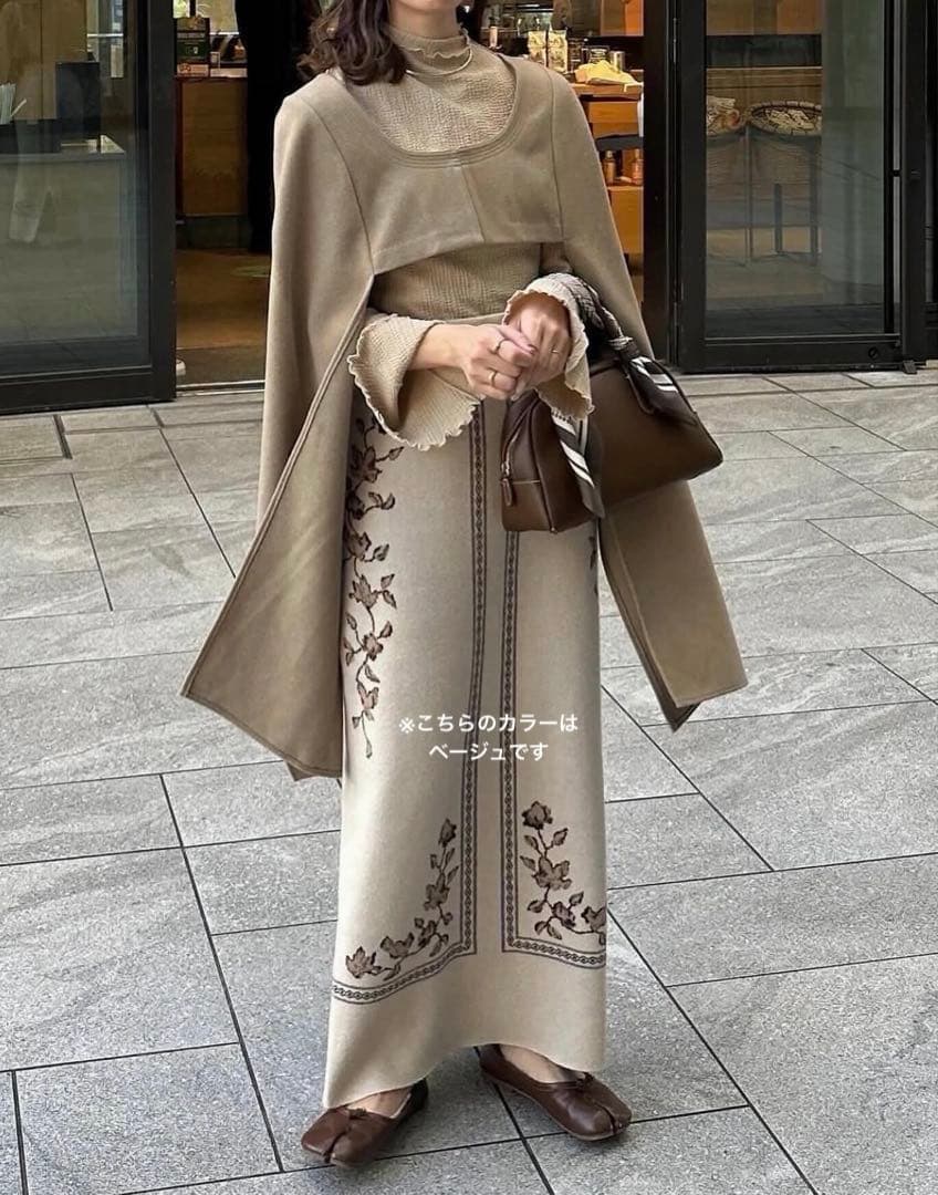 スカート Eaphi scarf motif knit skirt(ivory)