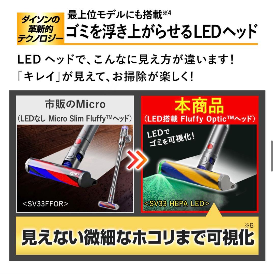 ダイソン　コードレスクリーナー Micro Plus SV33 HEPA LED