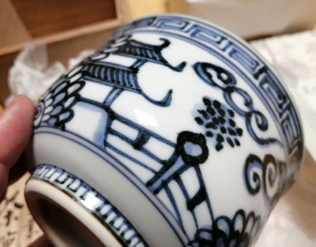 2代目　叶松谷(造)　抹茶碗　松谷窯　古染付　雲堂意　茶道具　■41