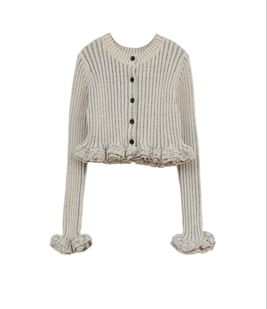 CLANE W FACE SHORT FRILLED KNIT TOPS新品1