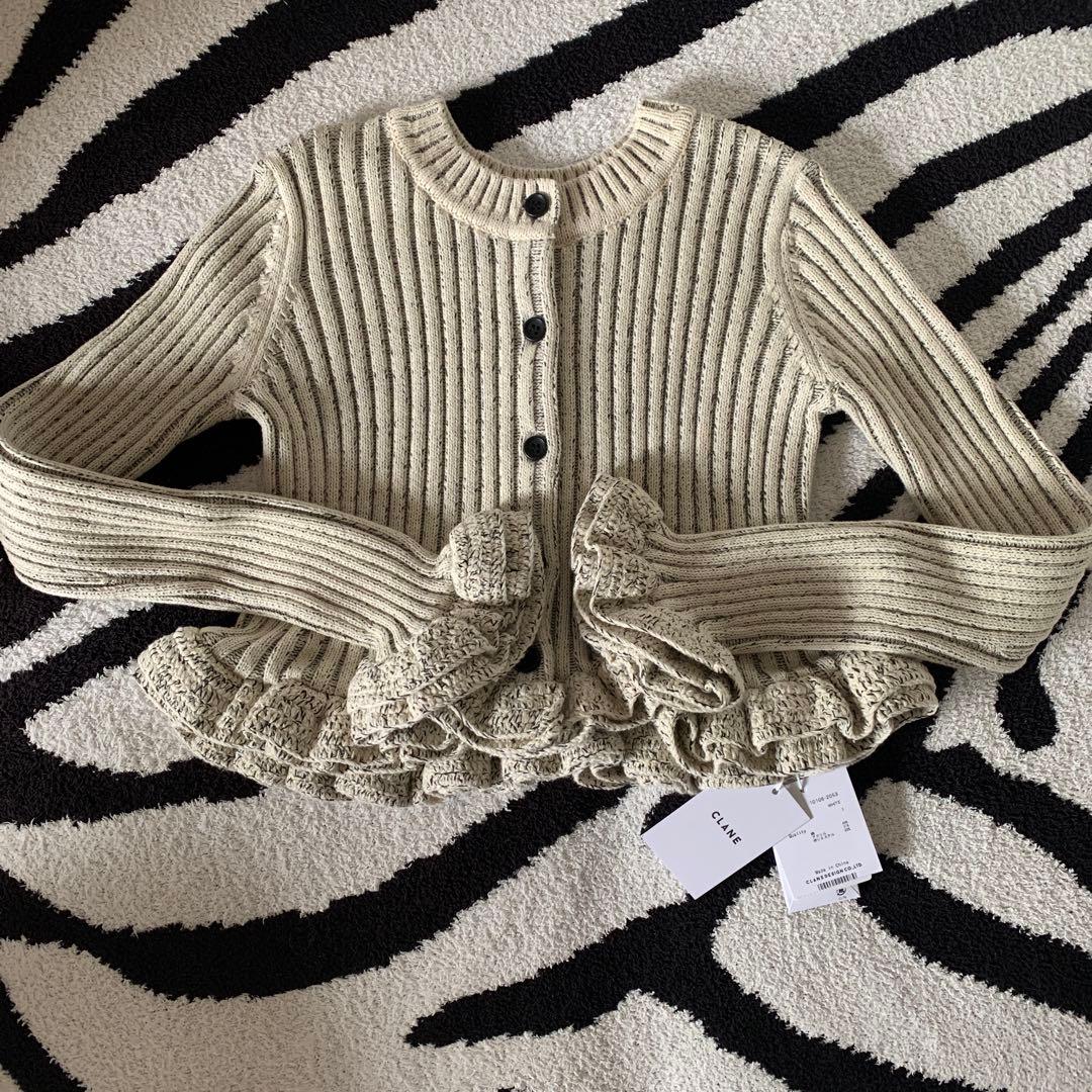 CLANE W FACE SHORT FRILLED KNIT TOPS新品1