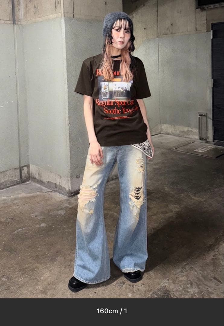 美品 スライ デニム サイズ1 ワイド フレア ライトブルー レディース