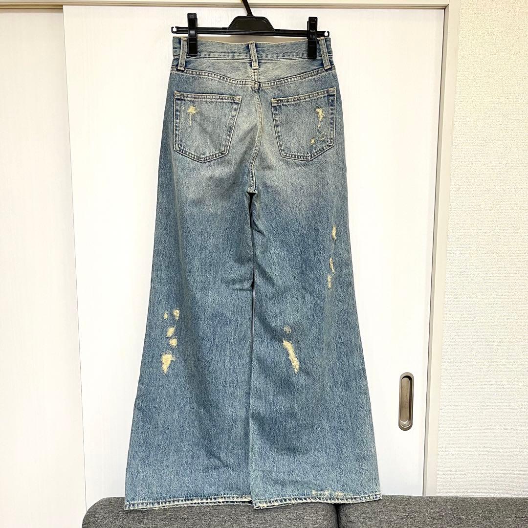 美品 スライ デニム サイズ1 ワイド フレア ライトブルー レディース