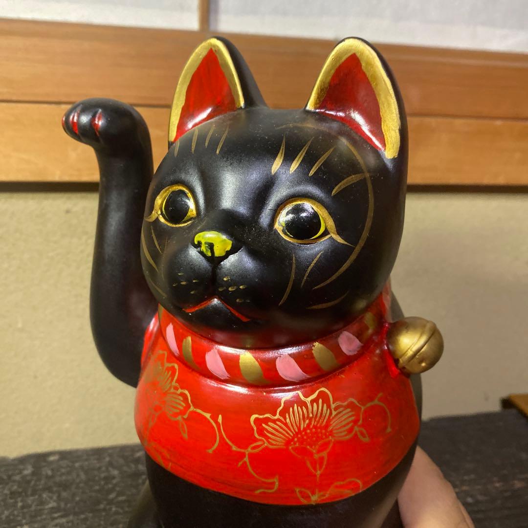 専用　黒招き猫置物　約25cm14cm