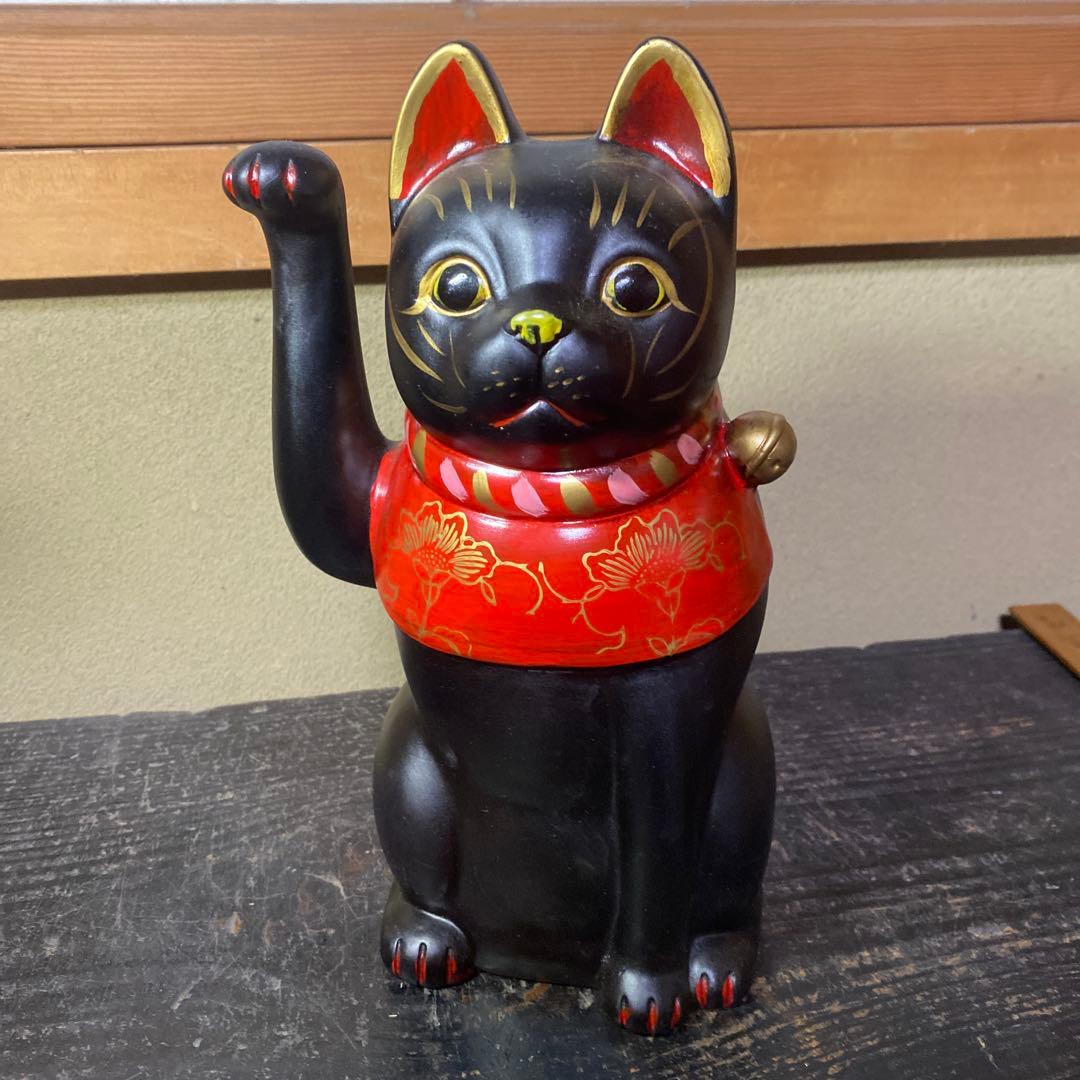 専用　黒招き猫置物　約25cm14cm