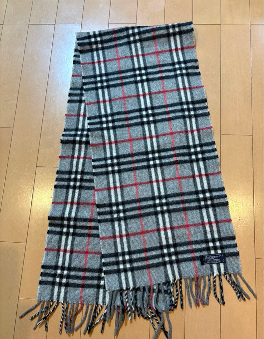 C*様 極上カシミヤ100% Burberrys バーバリー マフラー グレー
