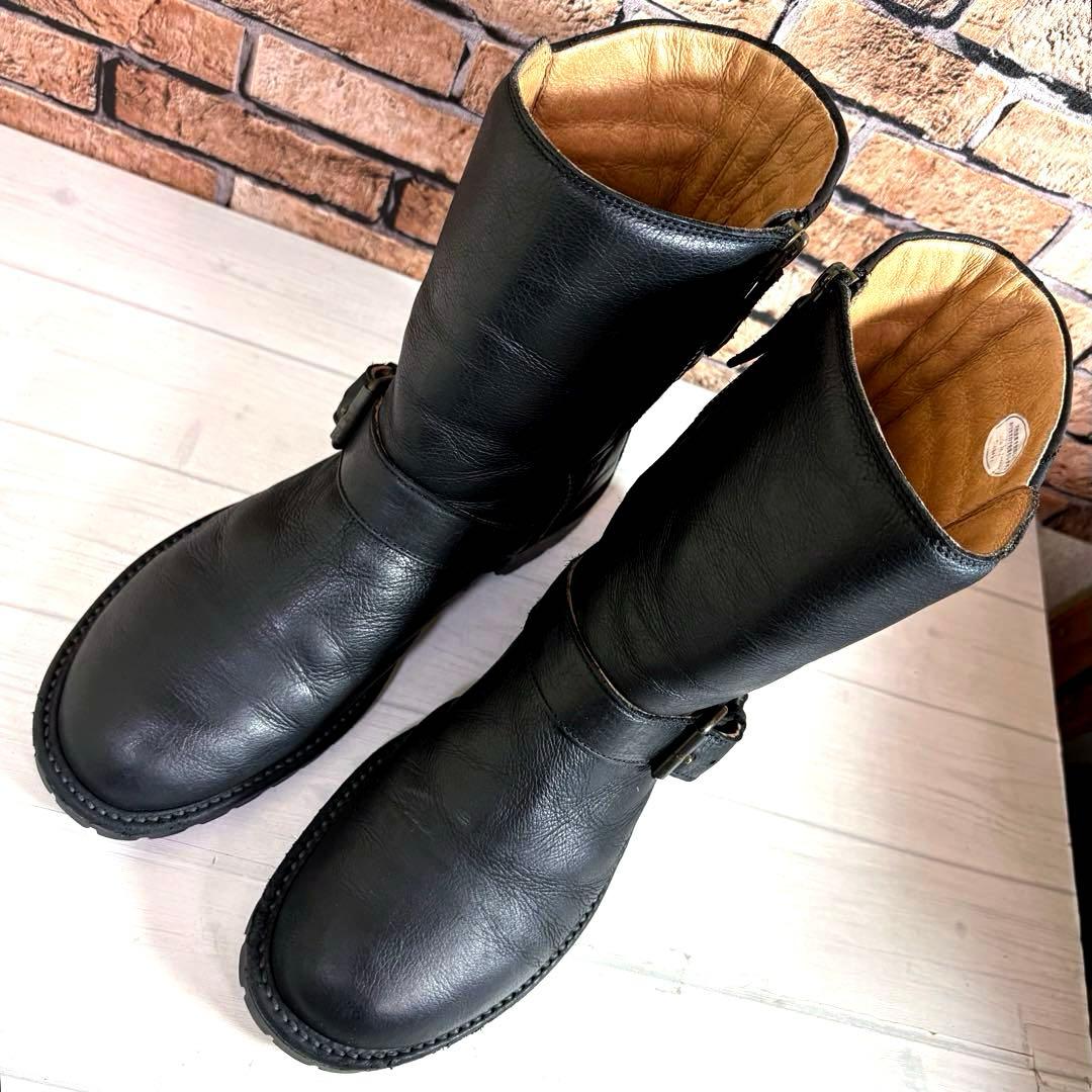 美品■サヤ■エンジニアブーツ✨サイドジップ 天然革皮 ビブラムソール ラギッド