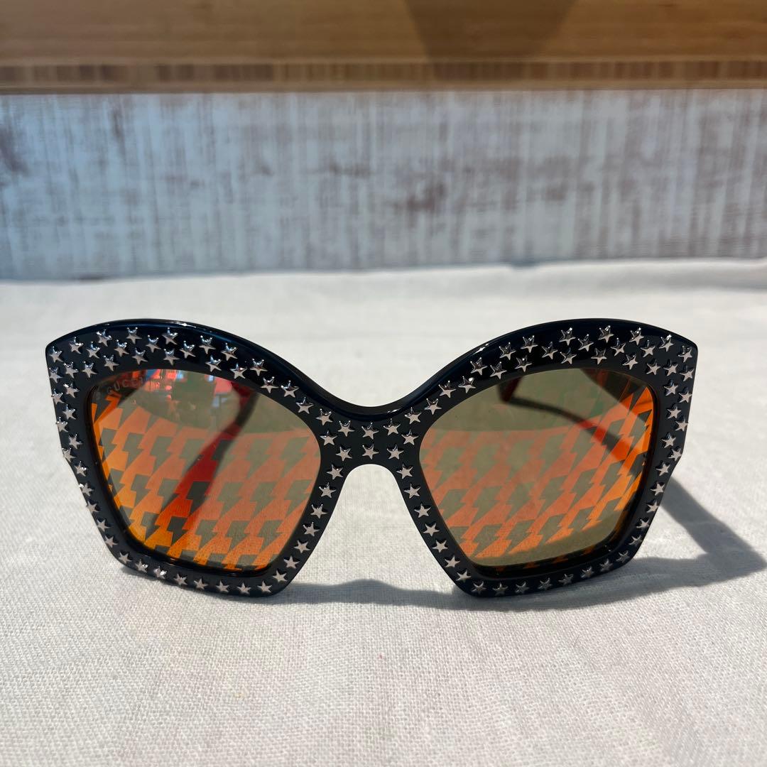 【レア・美品】GUCCI グッチ スタースタッズ サングラス ブラック×オレンジ