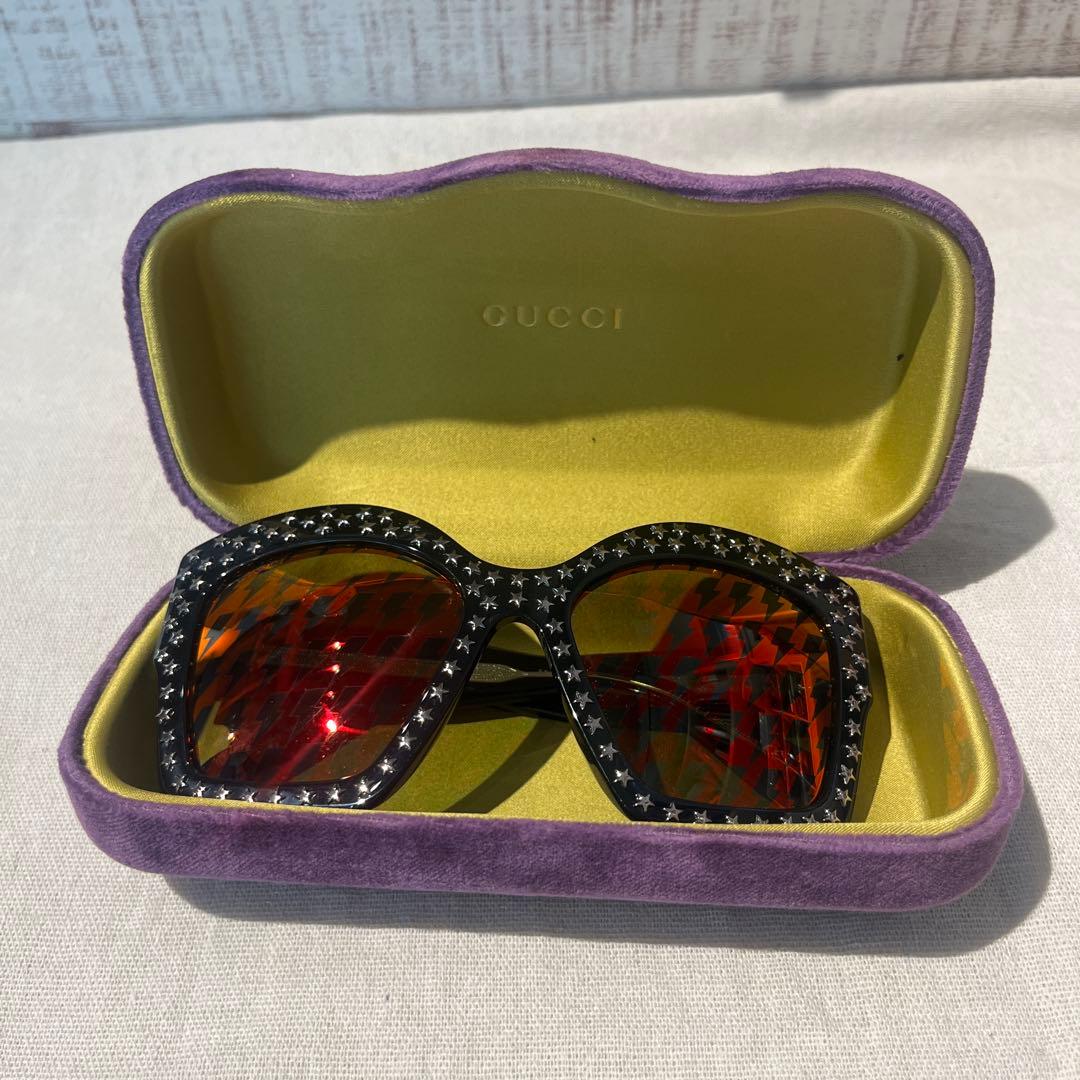 【レア・美品】GUCCI グッチ スタースタッズ サングラス ブラック×オレンジ