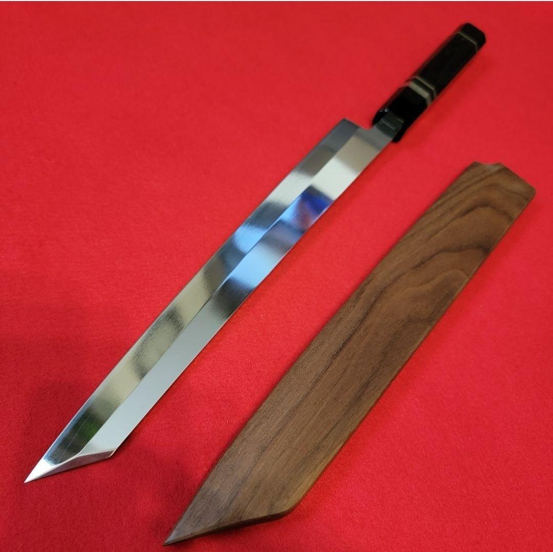 新品 V金10号 鏡面仕上げ 本焼 9寸 切付け柳刃包丁270mm 刺身包丁