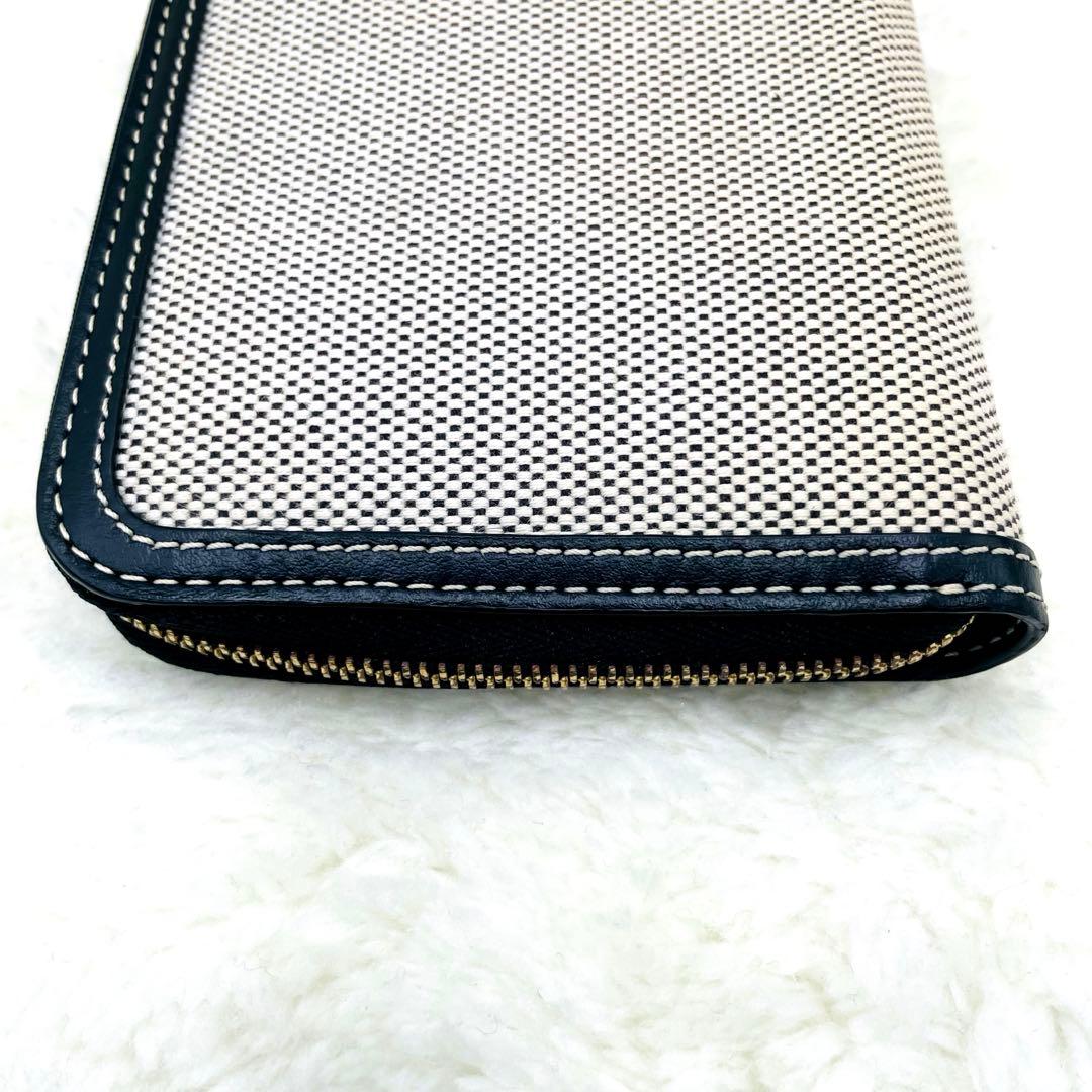 美品 バーバリー 長財布 ラウンドファスナー ホースフェリー ロゴ キャンバス