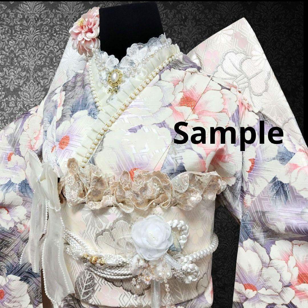 振袖フルセット(8点)・成人式・くすみ・紫・ピンク・胴裏正絹・ガード加工