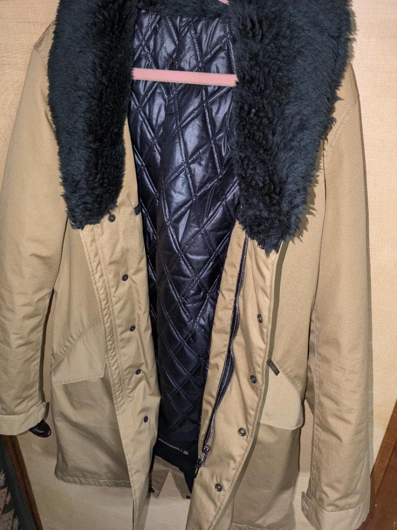 roar ロアー ファー モッズコート　ベージュ系　メンズS〜細身M