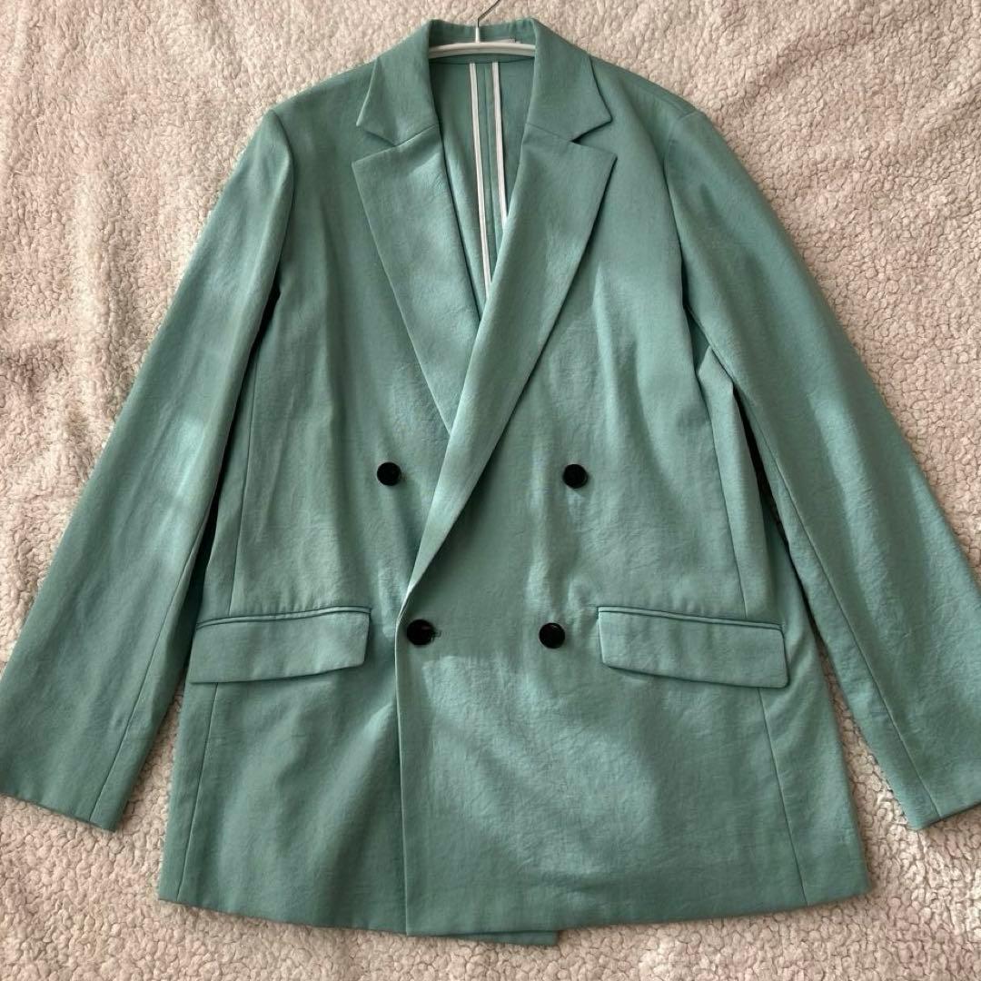 美品iCB LooseWeave ダブルブレストジャケットグリーン 6(L)