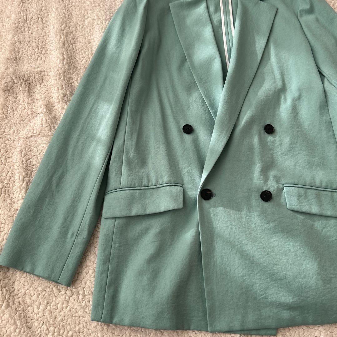 美品iCB LooseWeave ダブルブレストジャケットグリーン 6(L)