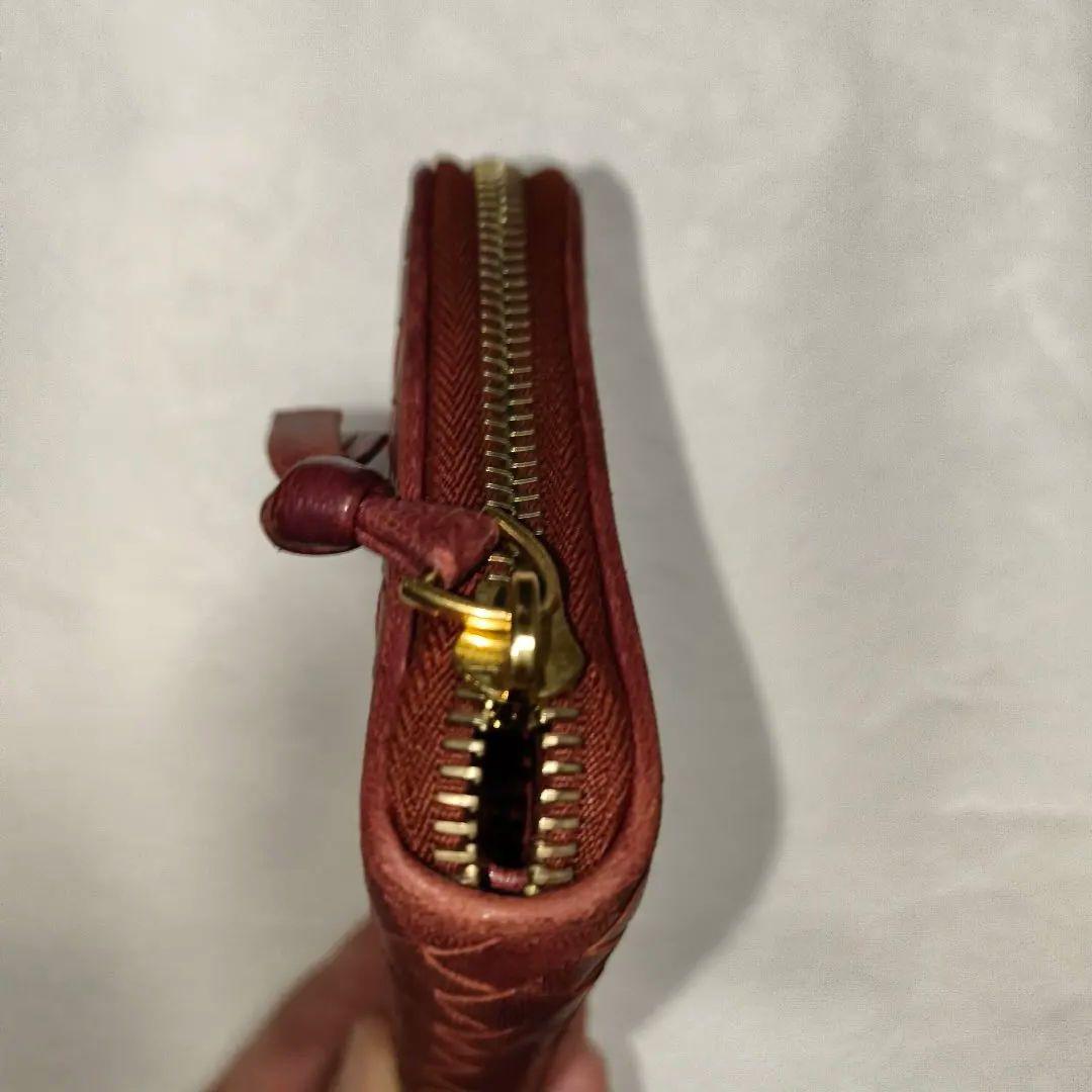 ボッテガヴェネタ　イントレチャートレザー 二つ折り財布 ワインレッド