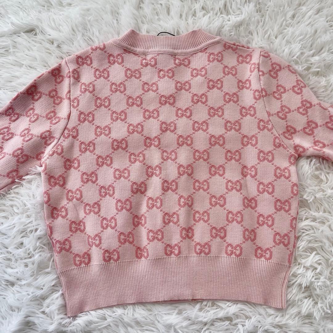 【希少】GUCCI グッチ GGコットン カーディガン ピンク×ゴールド