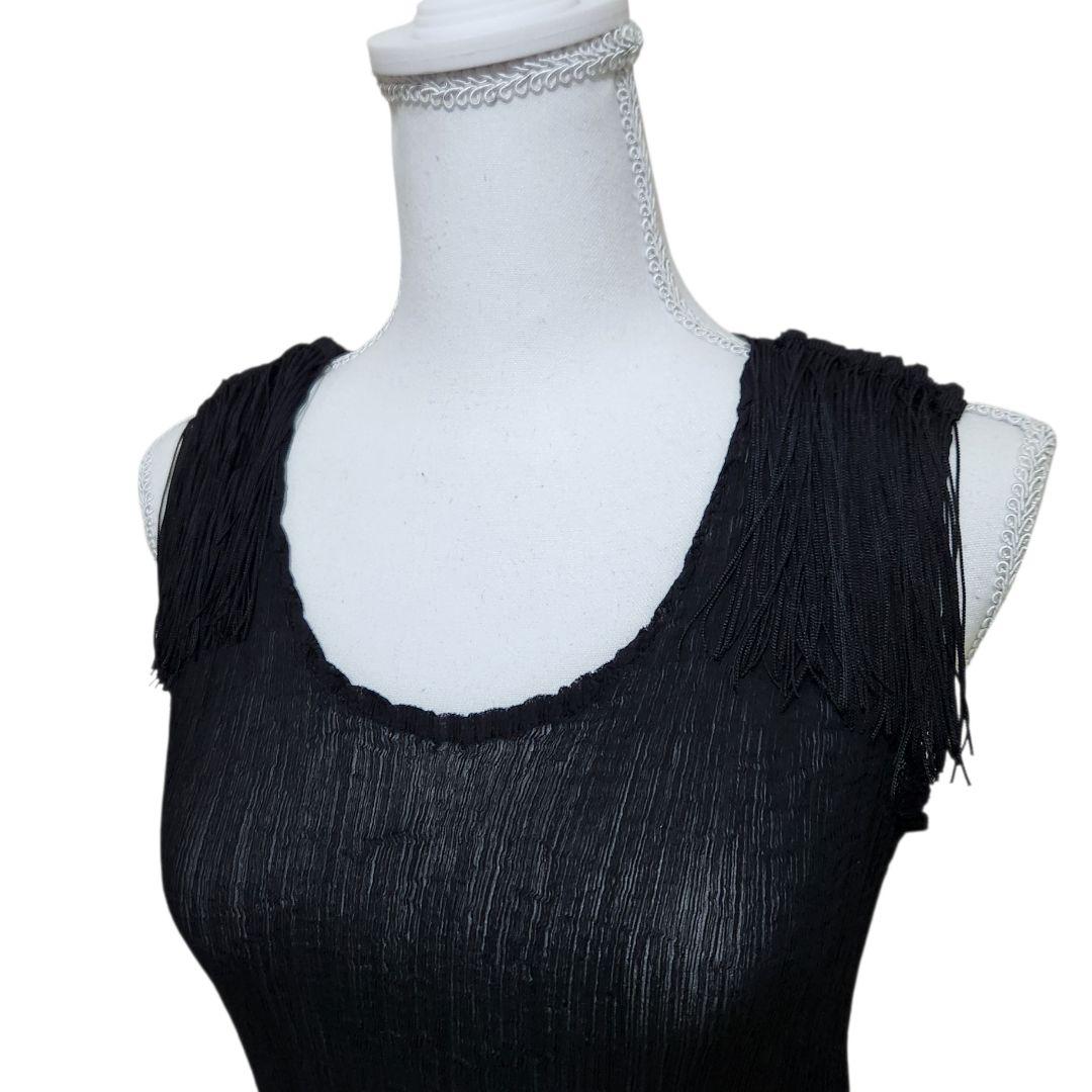 【極美品】ミー イッセイミヤケ プリーツ フリンジ ワンピース ドレス ブラック