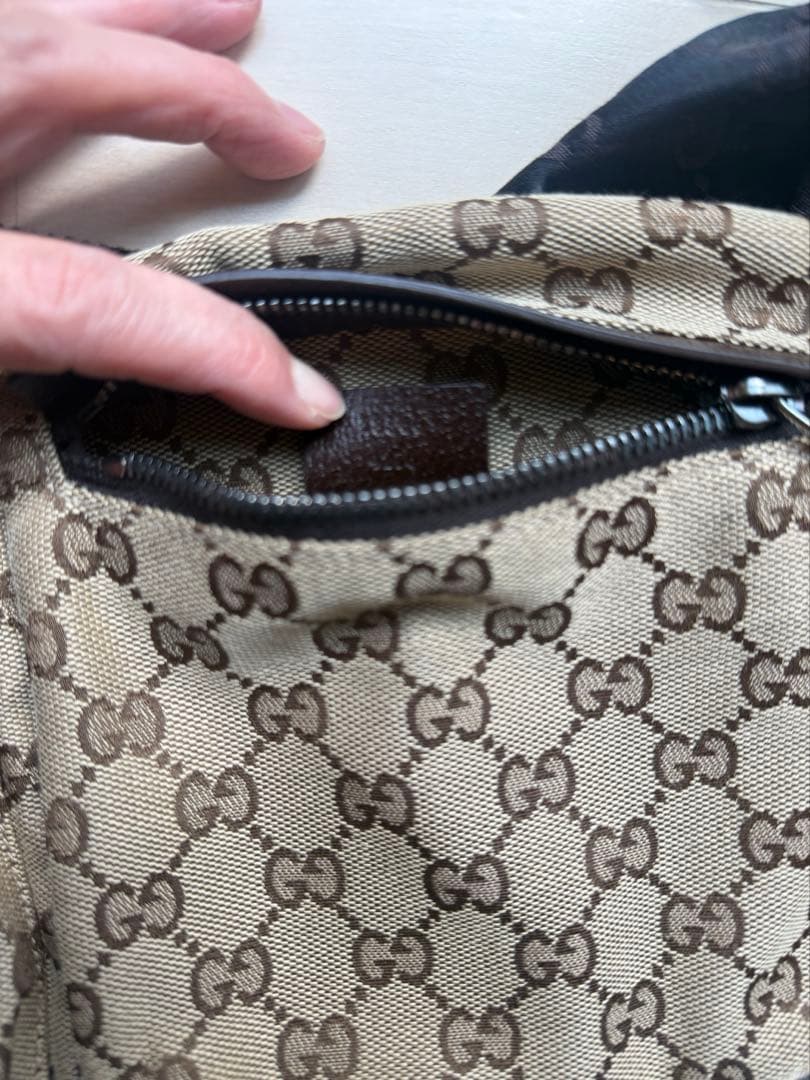 未使用 GUCCI GG柄 ブラウン ウエストポーチ 正規品