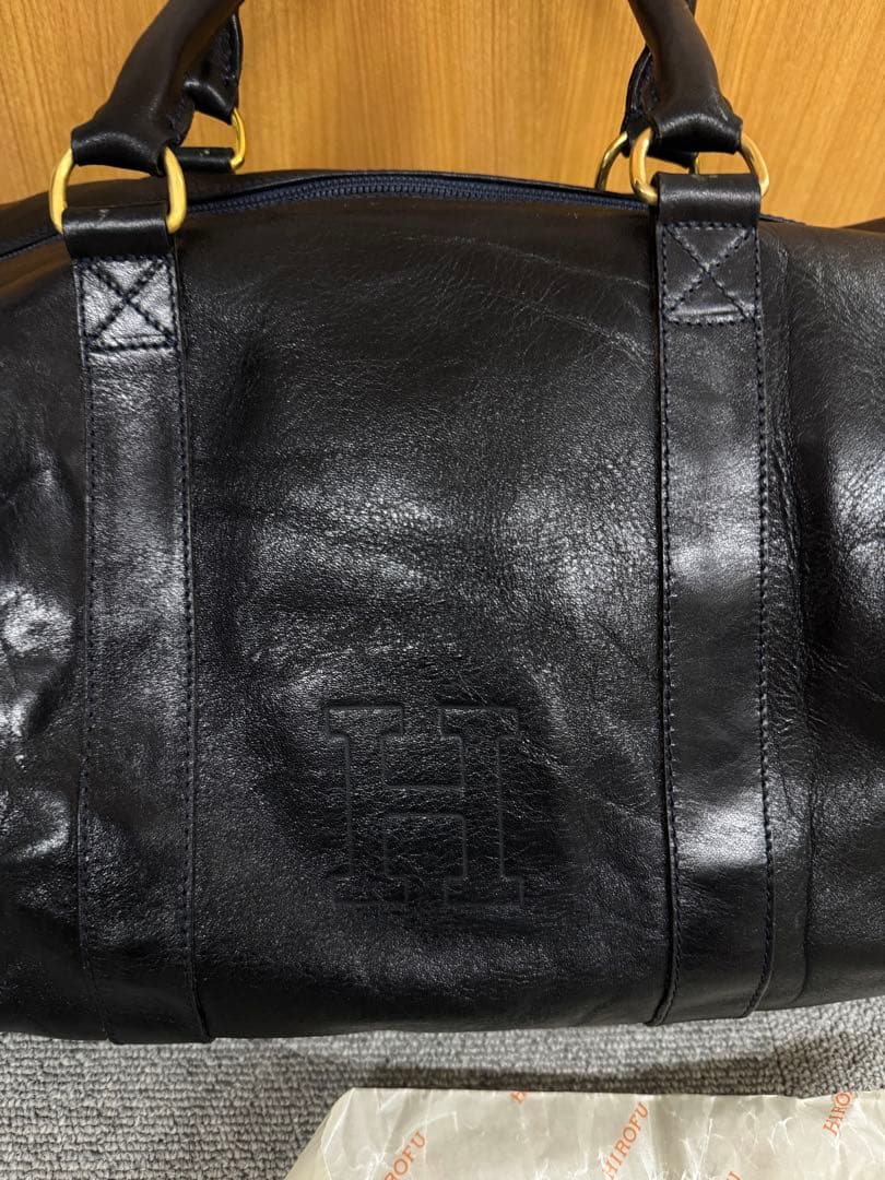 HIROFU ヒロフ ボストンバッグ レザー 革 ブラック ゴールド金具