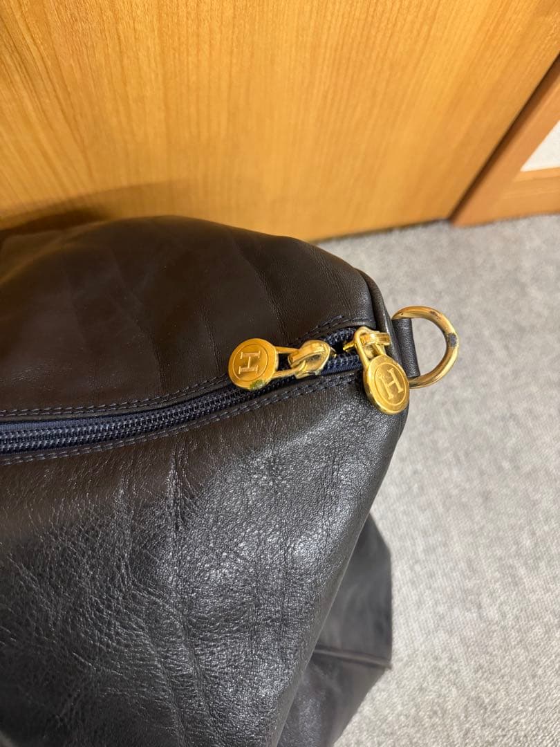 HIROFU ヒロフ ボストンバッグ レザー 革 ブラック ゴールド金具