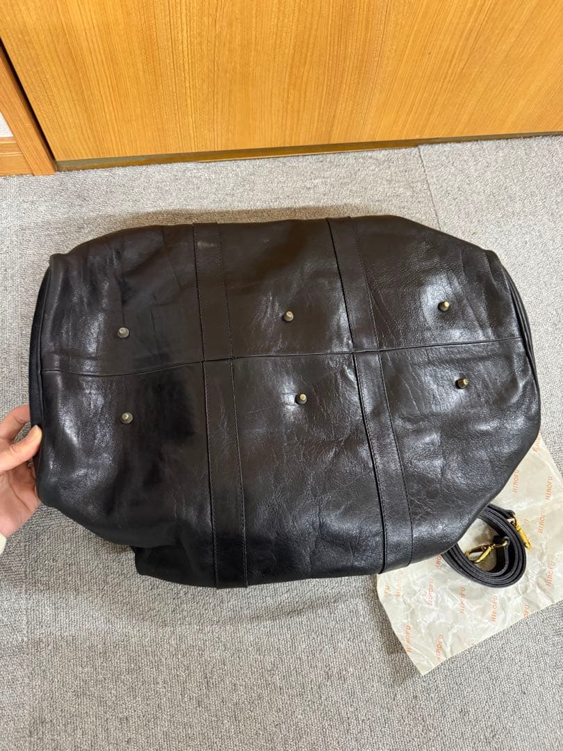 HIROFU ヒロフ ボストンバッグ レザー 革 ブラック ゴールド金具
