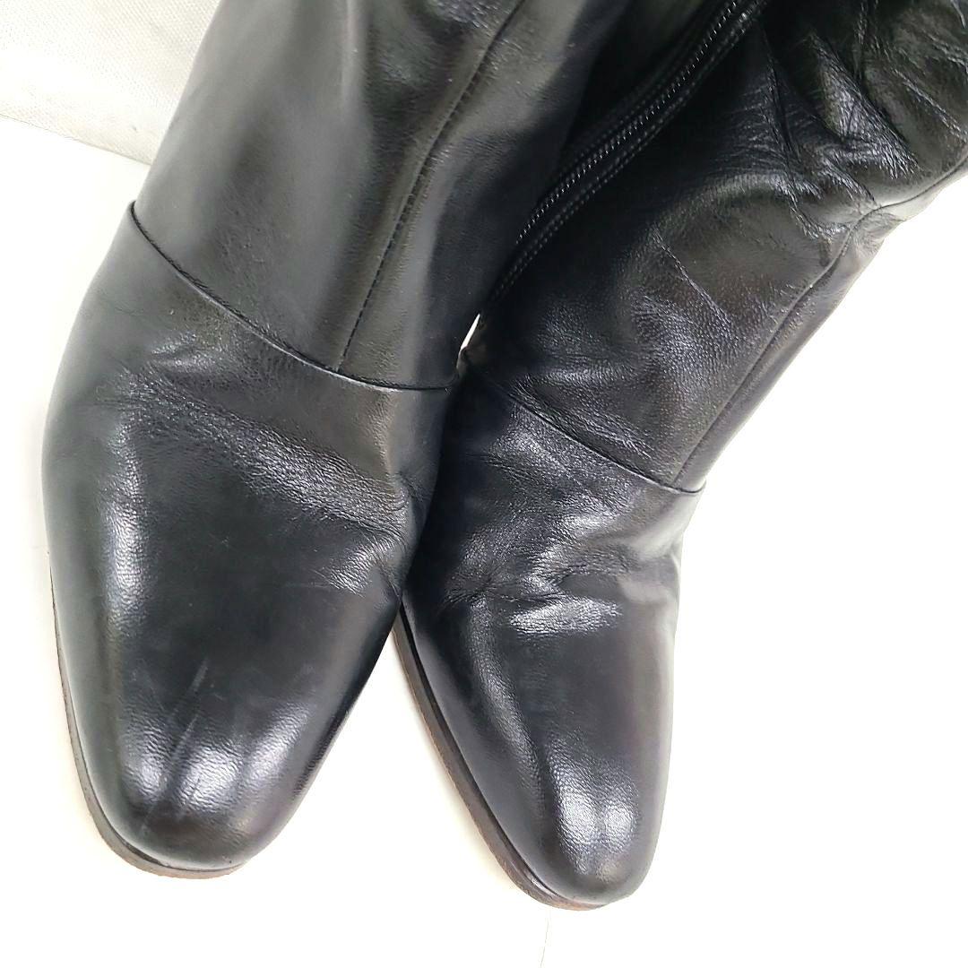 Ginza Kanematsu本革 ロングブーツ 22.5　美脚ブーツ　黒