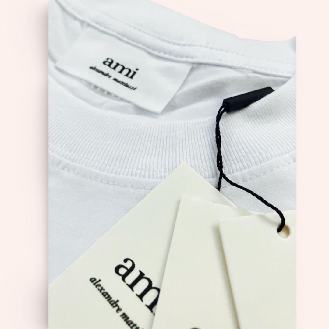 AmiParis 半袖Tシャツ L ホワイト ハートロゴ ユニセックス