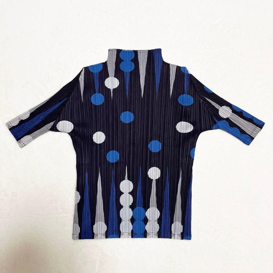 プリーツプリーズ PLEATS PLEASE ドット柄 カットソー ネイビー 3