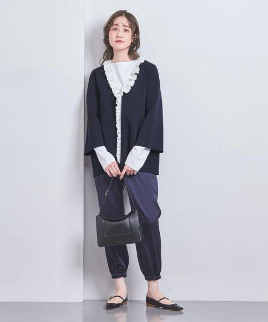フリルカラー カーディガン ネイビー UNITED ARROWS