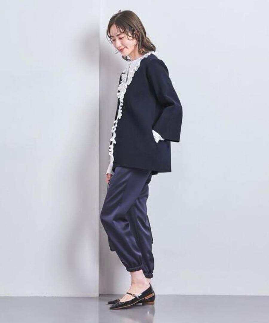 フリルカラー カーディガン ネイビー UNITED ARROWS
