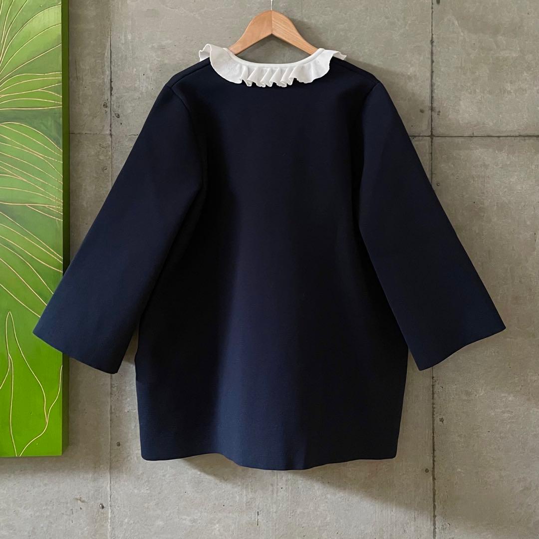 フリルカラー カーディガン ネイビー UNITED ARROWS