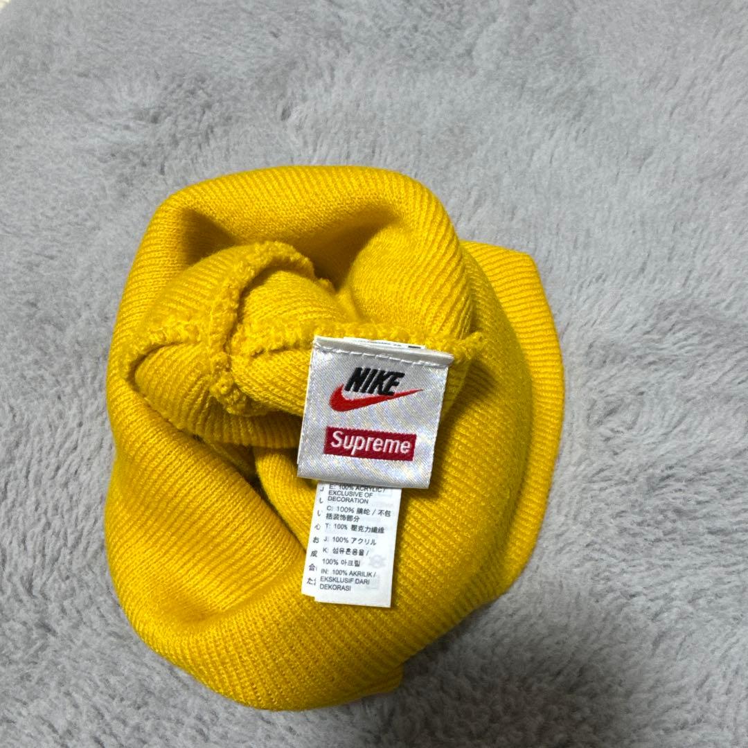 Nike Supreme コラボ ニット帽 イエロー