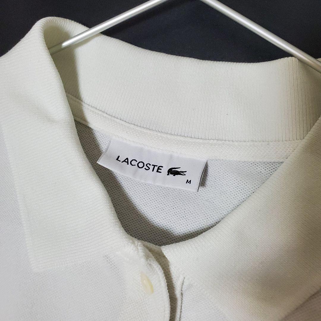 美品 レア LACOSTE ポロシャツ デカワニ ホワイト 貝ボタン M