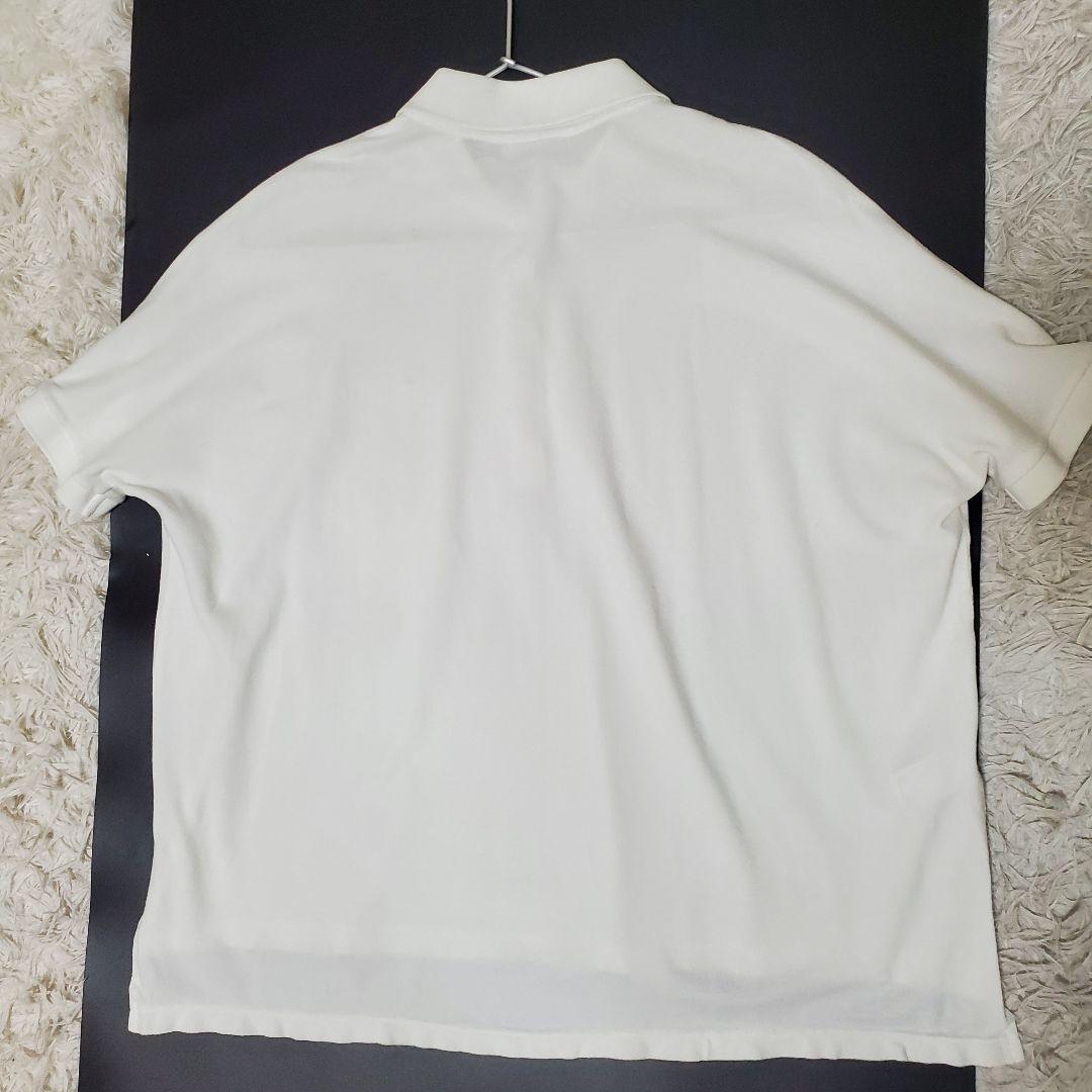 美品 レア LACOSTE ポロシャツ デカワニ ホワイト 貝ボタン M
