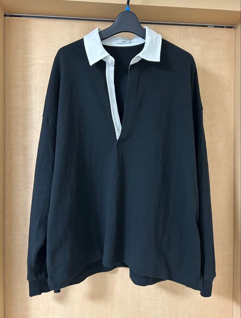 CLANE DEEP NECK WIDE RUGBY SHIRTラガーシャツ