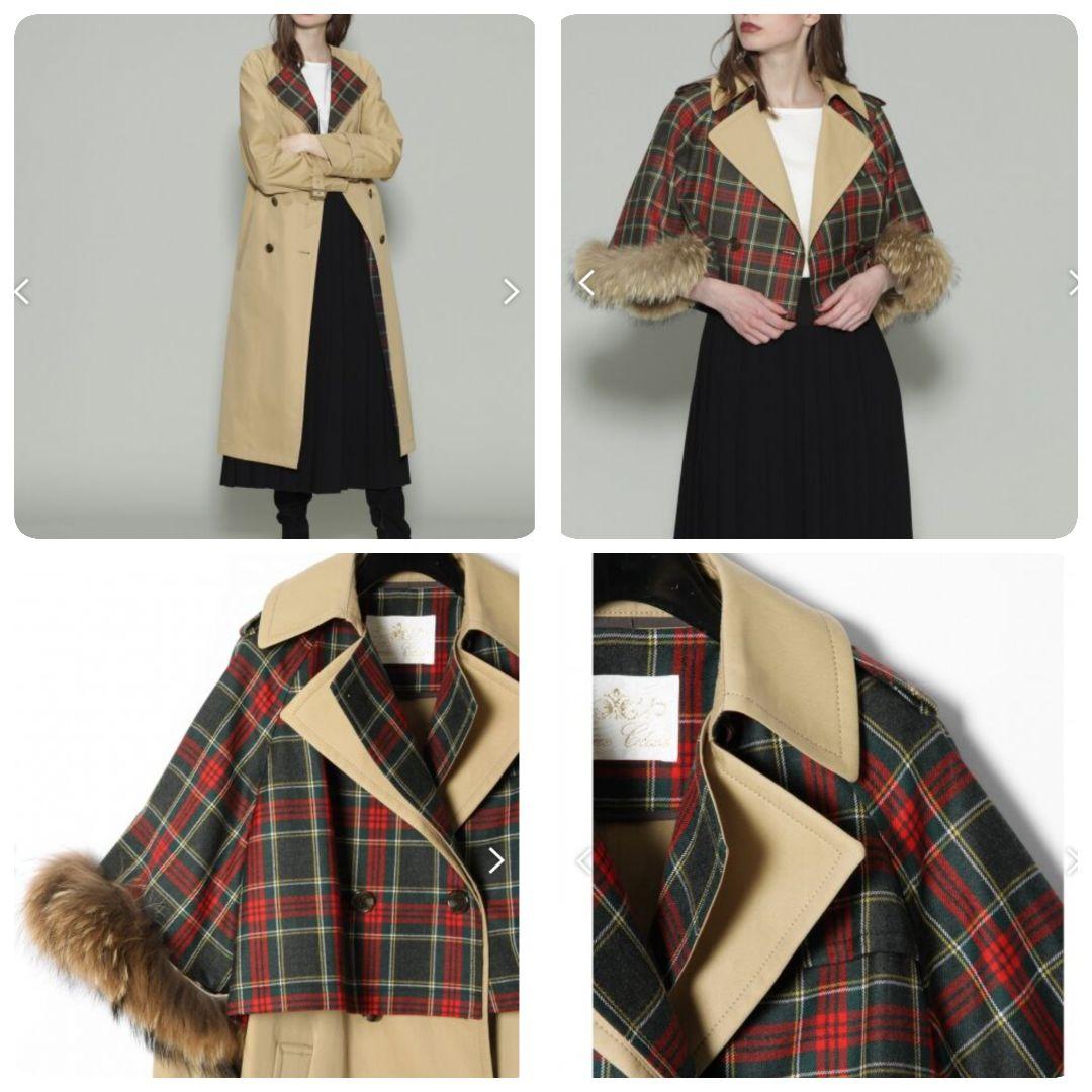 新品❀グレーコンチネンタル　チェック切替3WAYトレンチ　日本製　107800円