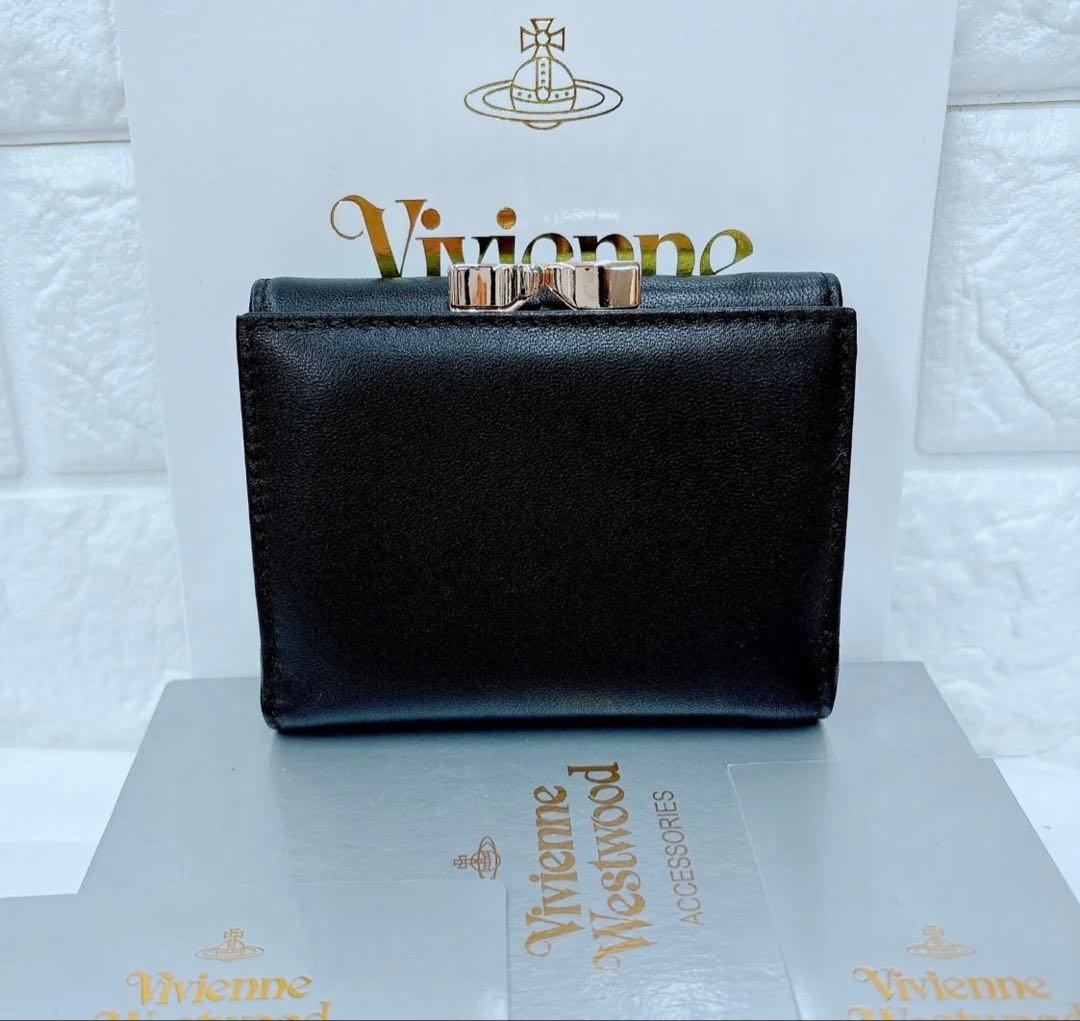 【高級感✨新作】新品 ヴィヴィアン・ウエストウッド 三つ折財布 ブラック
