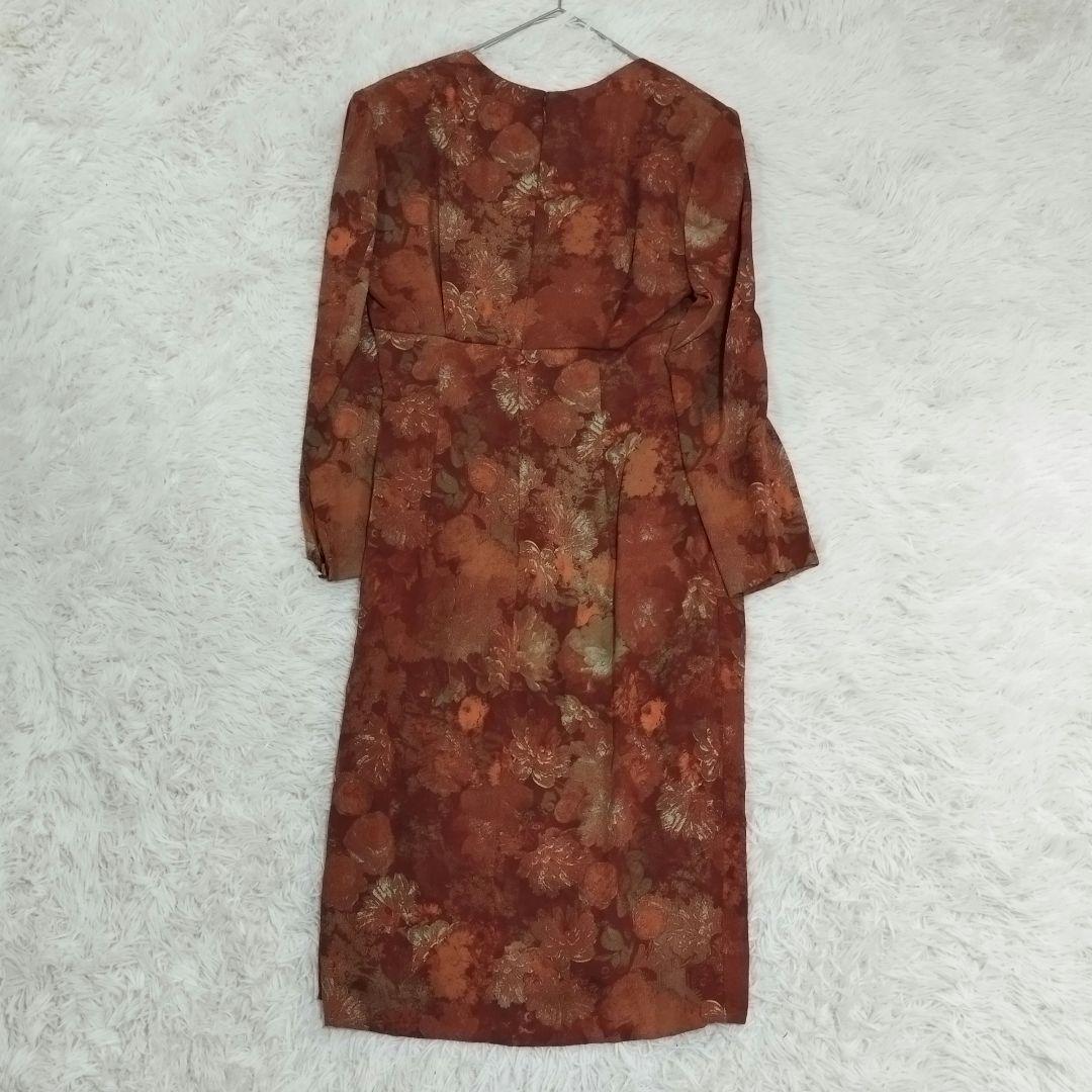 20839✨️クリスチャンディオール 花柄 長袖 シルクドレス ワンピース M