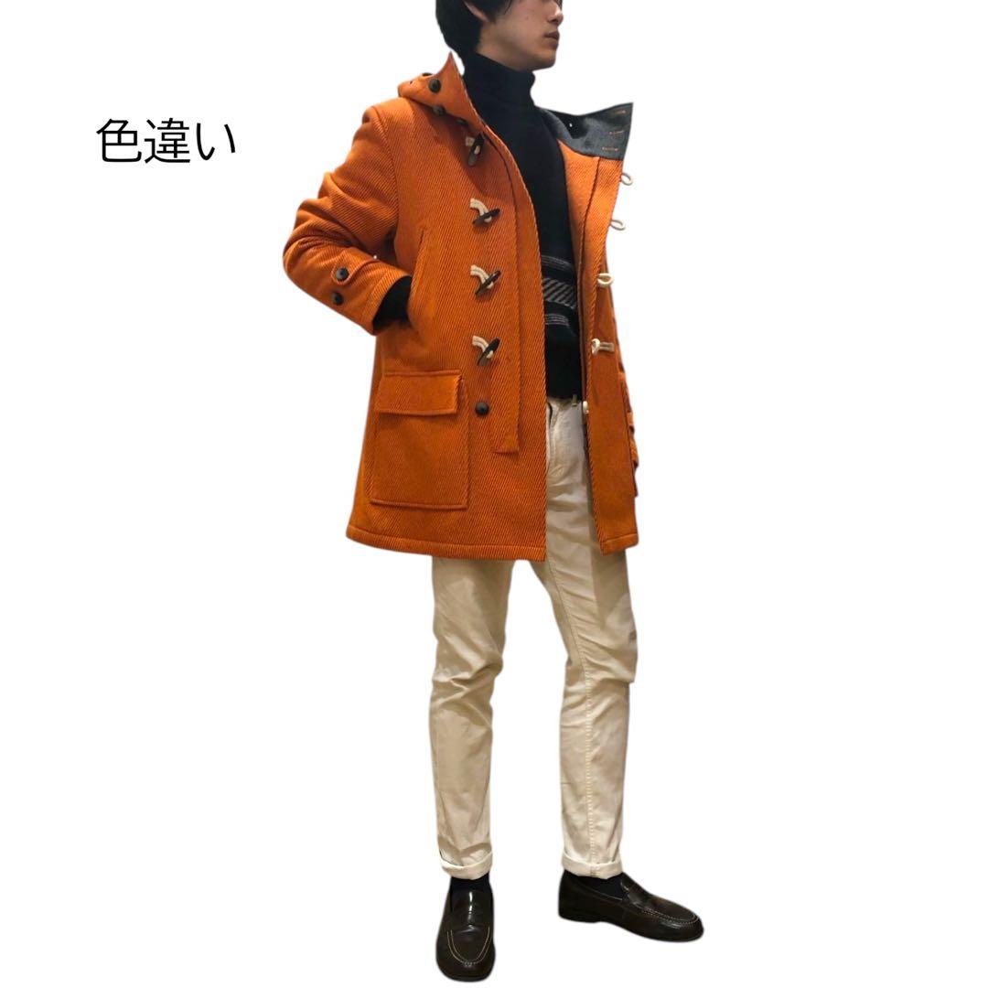 美品✨Mitsumine 着心地抜群 ワッフルツイードダッフルコート 紺色 L