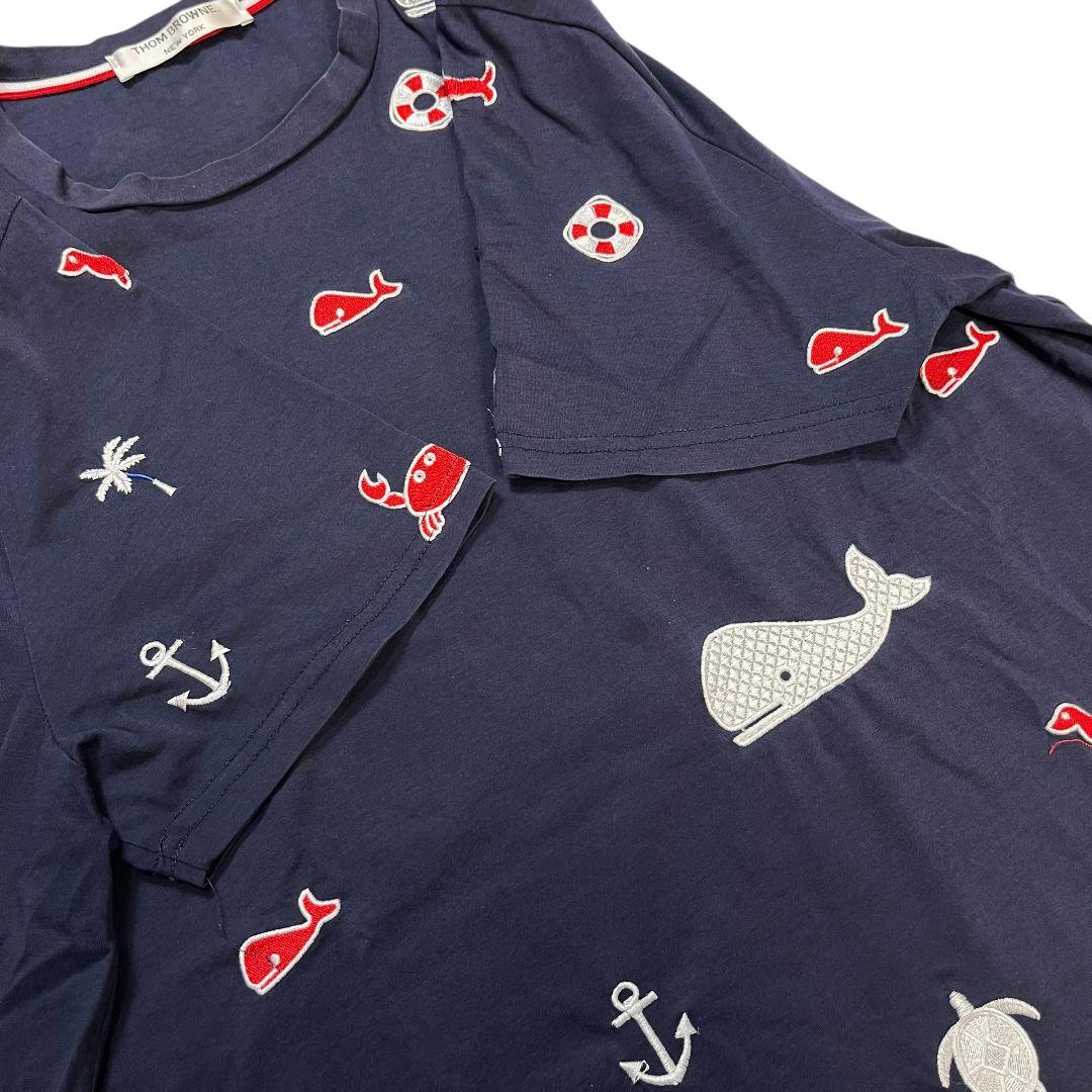 【ユー君】 トムブラウン　Tシャツ　クジラ　カニ　マリン　ネイビー