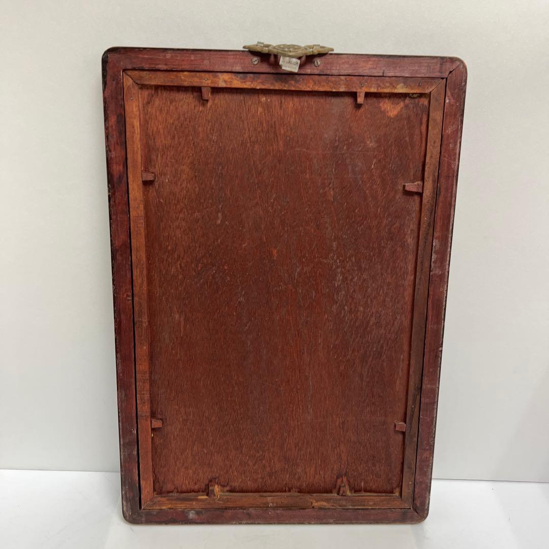 専用　中国古玩　中国人物馬図　ガラス絵　金具込縦56㎝　東Y8-0205☆2F