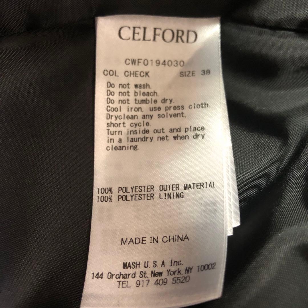 セルフォード　CELFORD 千鳥格子トリプルクロス フレアワンピース38