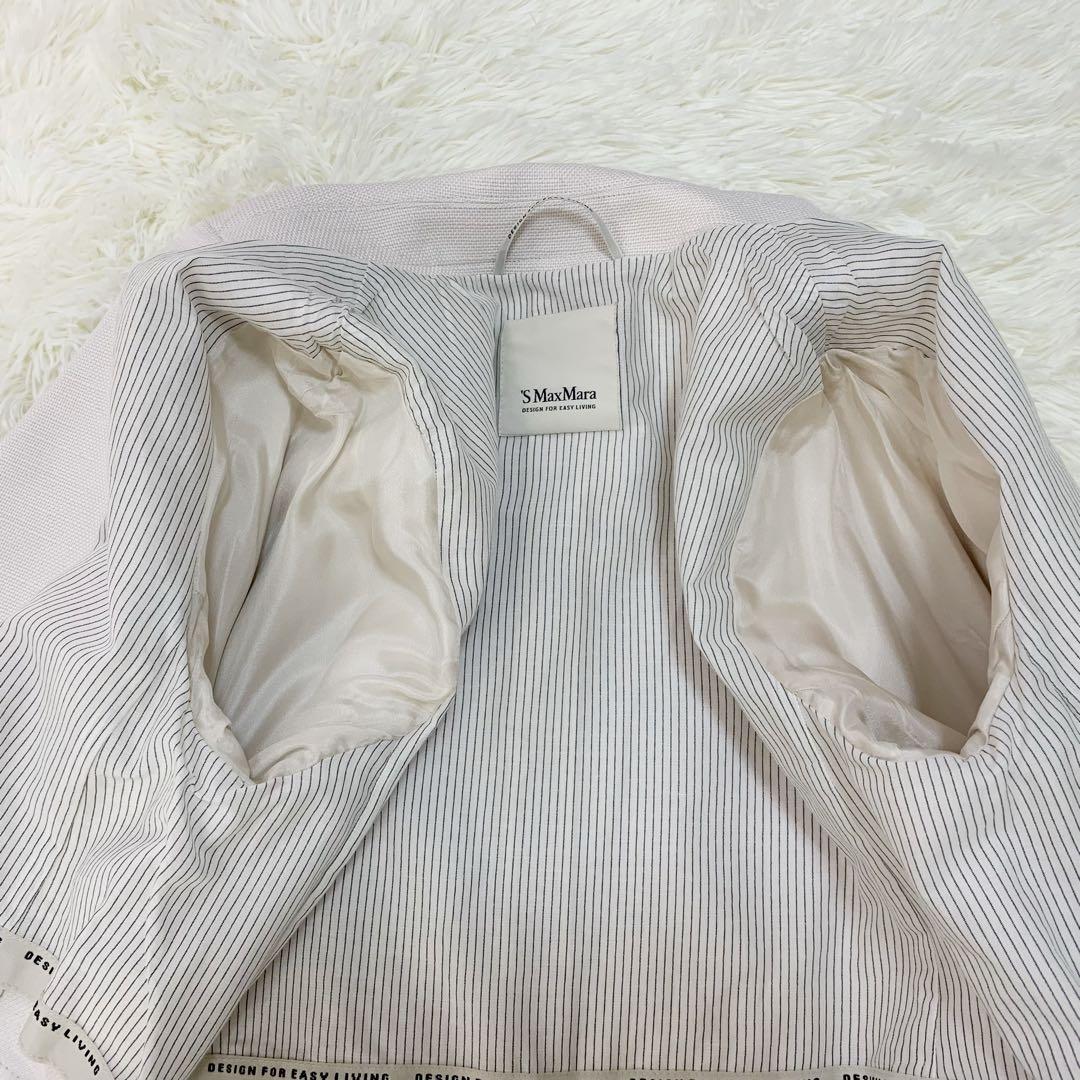 'S Max Mara コットン リネン フリンジ ジャケット シルク袖裏地